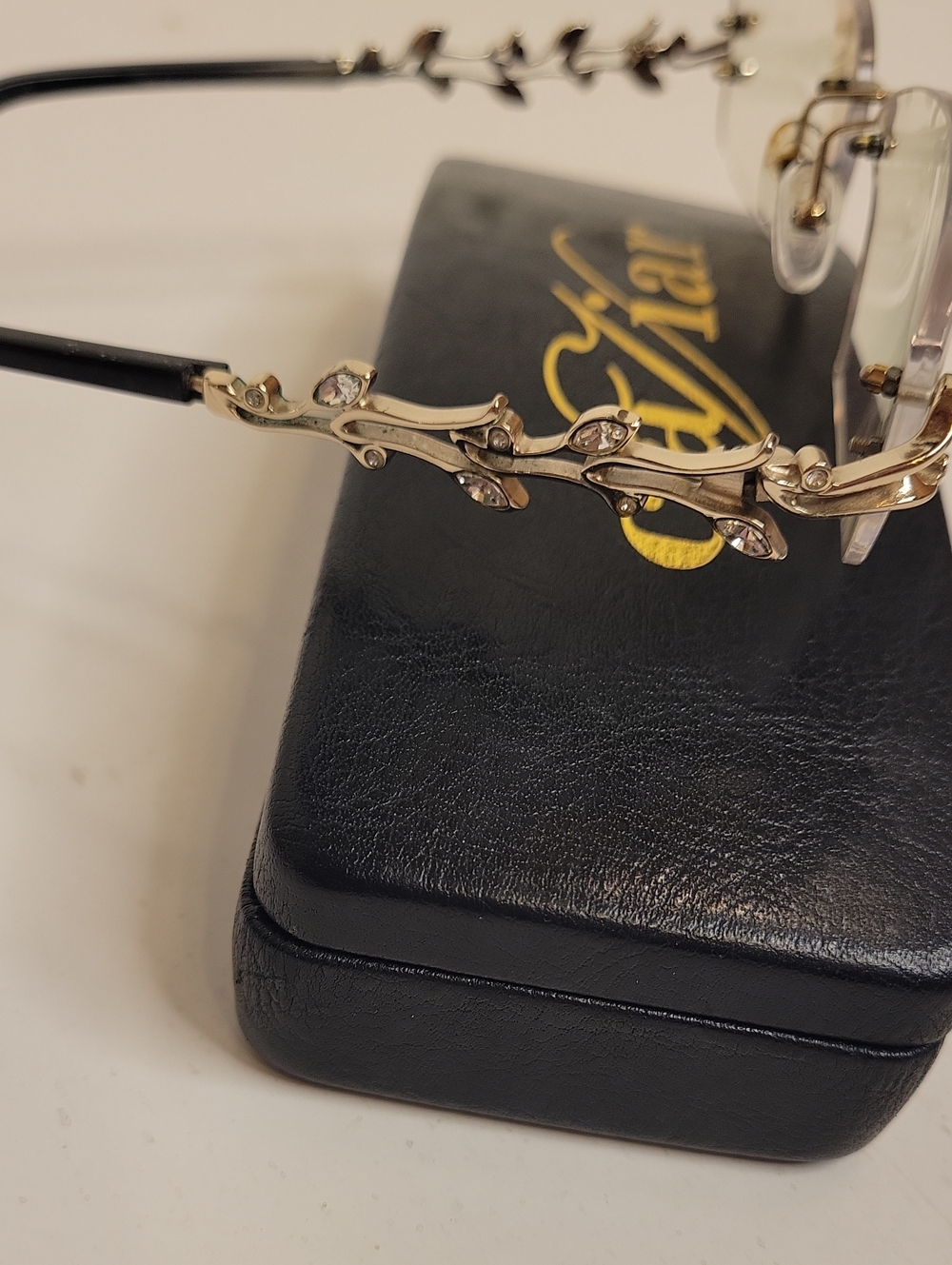 Caviar Brand Gold Tone Crystal Accent Eyeglass Frame